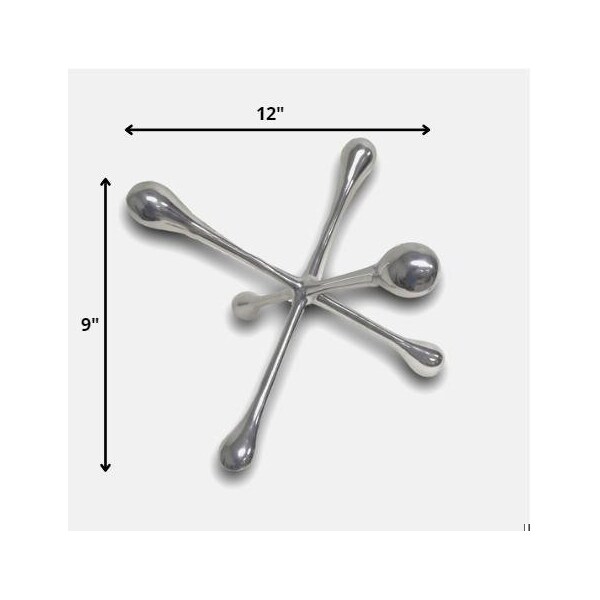 Homeroots 12 x 12 x 9 in. Silver Cantillo Extra Large Decorative Jack Sculpture - 354763
