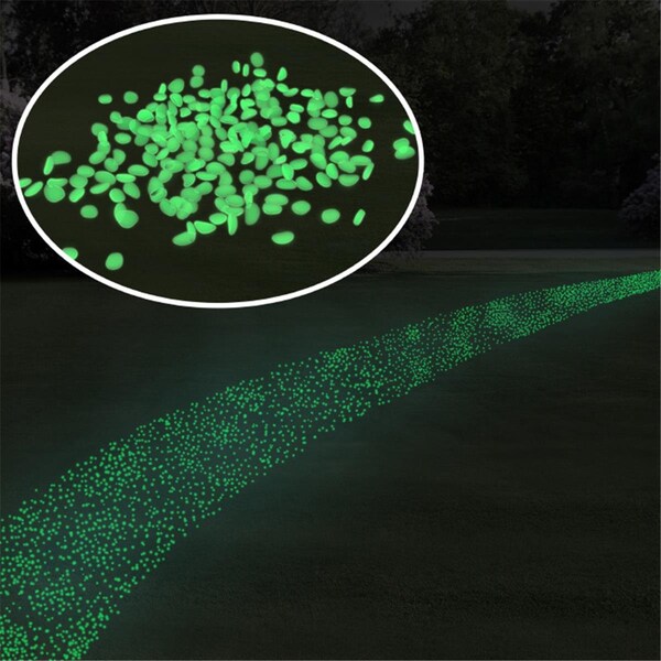 Grillgear Garden Stones - Glow in the Dark Solar Pathway Pebble Lights, Green, 200PK - GR2032647