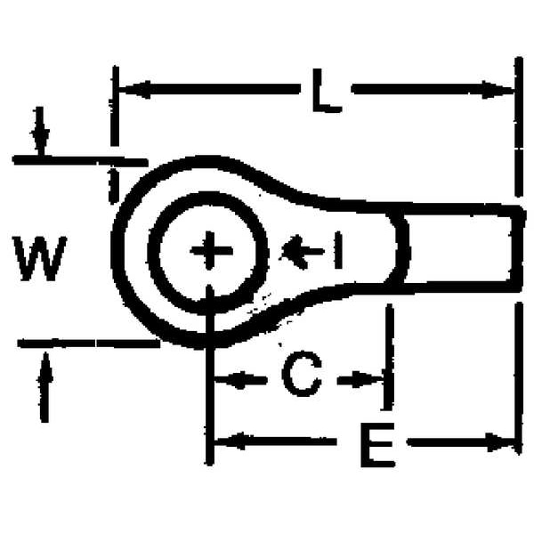 Terminal de anillo no aislado de 22-18 AWG para tornillo #6, paquete de 100 - M18-6R/SX