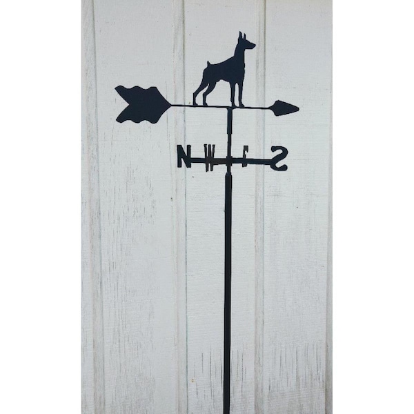 The Lazy Scroll Doberman Pinscher Garden Mount Weathervane - DOBIEIN