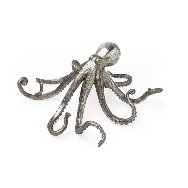 Planon 12 x 7 x 13 in. Silver Resin Octopus Sculpture - PL3091475