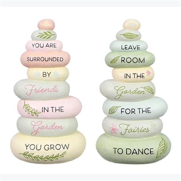 Patio Trasero Resin Stacked Wellness Rock Garden Decor, Assorted Color - 2 Assorted - PA4267229