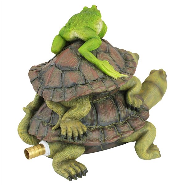 Design Toscano Along for the Ride, Frog and Turtles Spitter Piped Statue - QM2854700