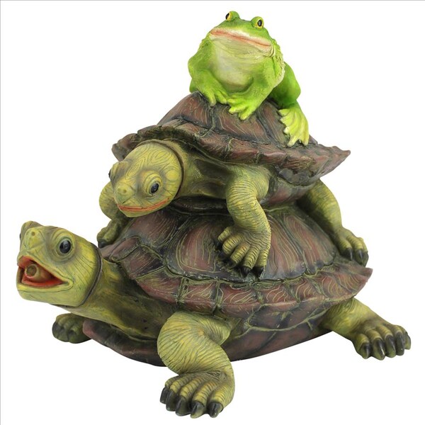 Design Toscano Along for the Ride, Frog and Turtles Spitter Piped Statue - QM2854700