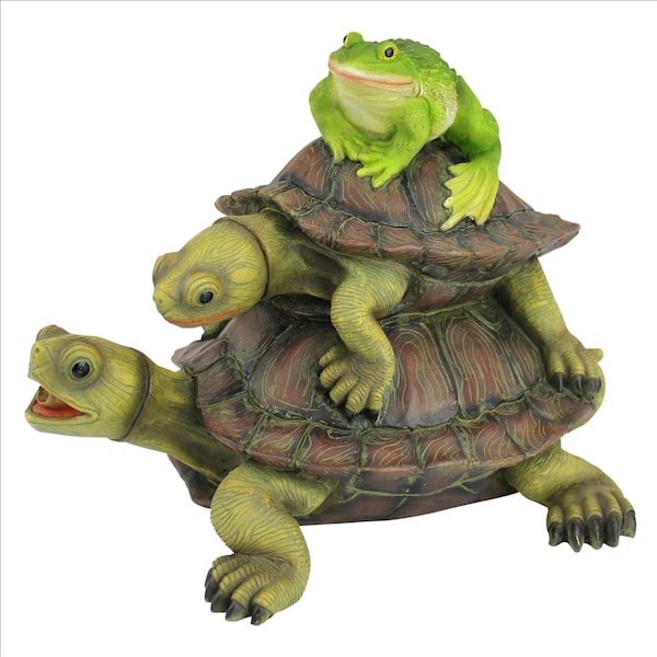 Design Toscano Along for the Ride, Frog and Turtles Spitter Piped Statue - QM2854700