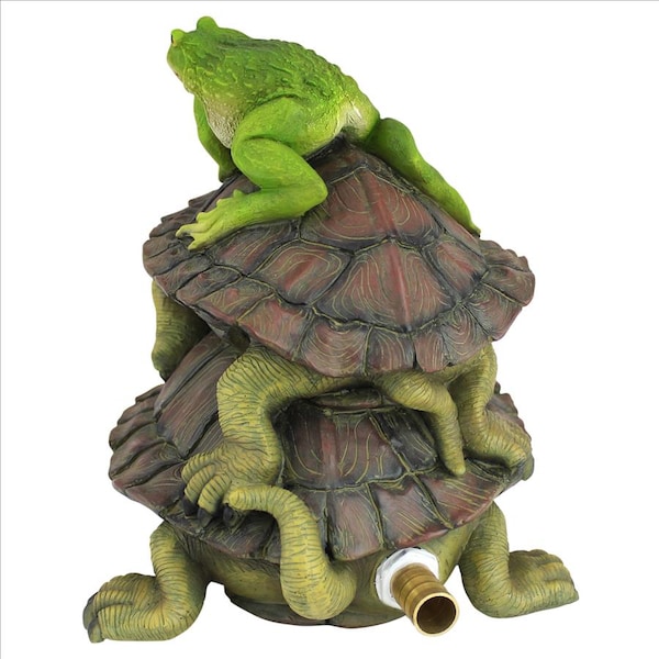 Design Toscano Along for the Ride, Frog and Turtles Spitter Piped Statue - QM2854700