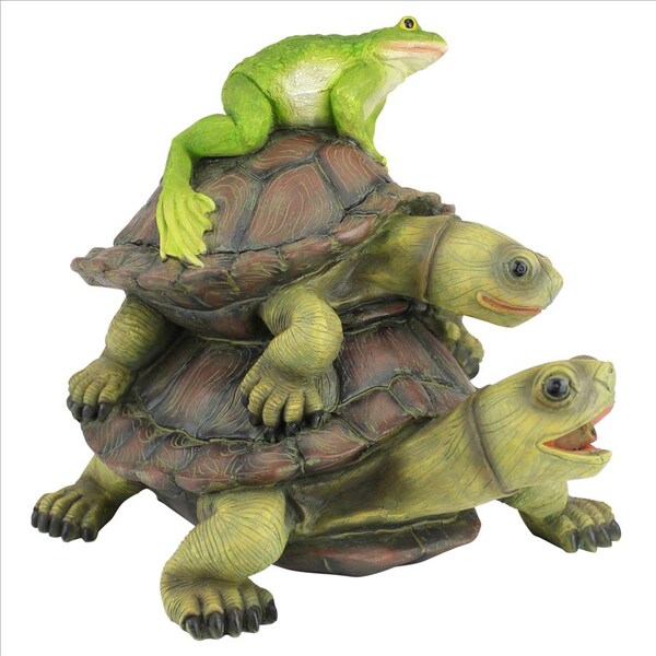 Design Toscano Along for the Ride, Frog and Turtles Spitter Piped Statue - QM2854700