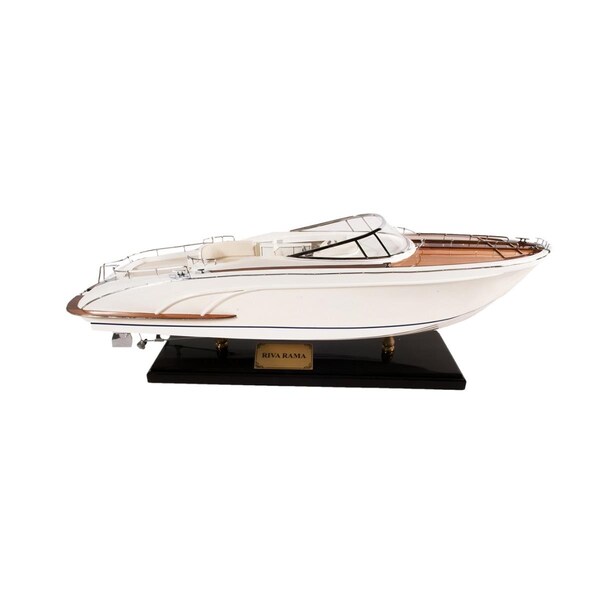 Palacedesigns 11 in. Wood Yacht Model Sculpture, White - PA3671918