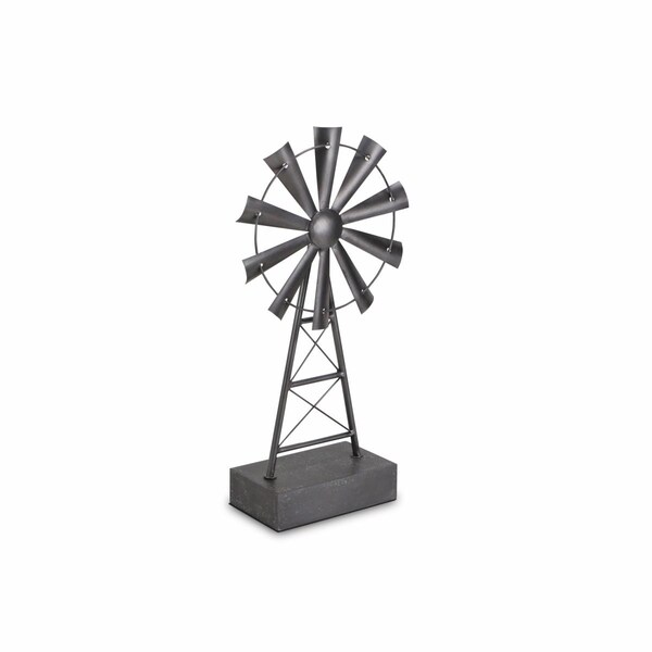 Palacedesigns 21 in. Metal Windmill Hand Painted Sculpture, Gray - PA3099917