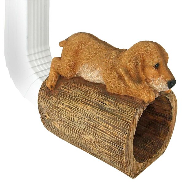 Design Toscano Golden Retriever Puppy Dog Gutter Guardian Downspout Statue - QM13067