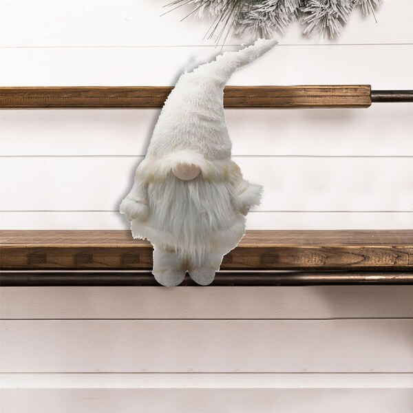 Homeroots 29.9 x 11.8 x 8.3 in. Winter White Chic Fabric Gnome - 399292