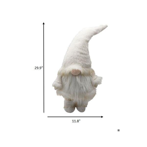Homeroots 29.9 x 11.8 x 8.3 in. Winter White Chic Fabric Gnome - 399292