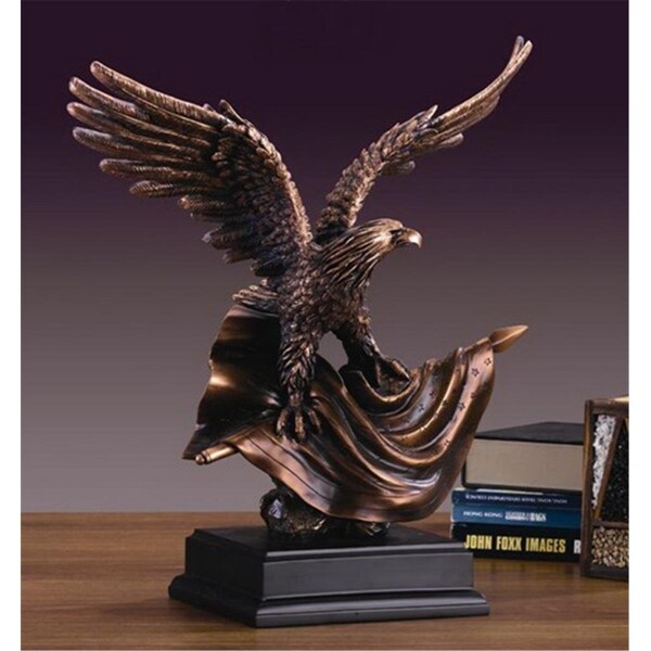Marian Imports F Eagle With Flag Bronze Plated Resin Sculpture - MA357998