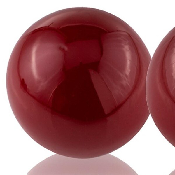 Homeroots Red Poppy Enameled Aluminum Spheres - Set of 2 - 383771