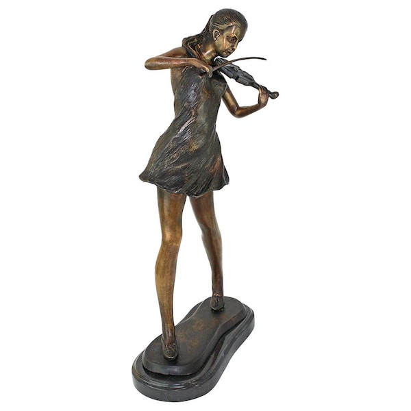 Design Toscano The Young Violinist Bronze Sculpture - SU002