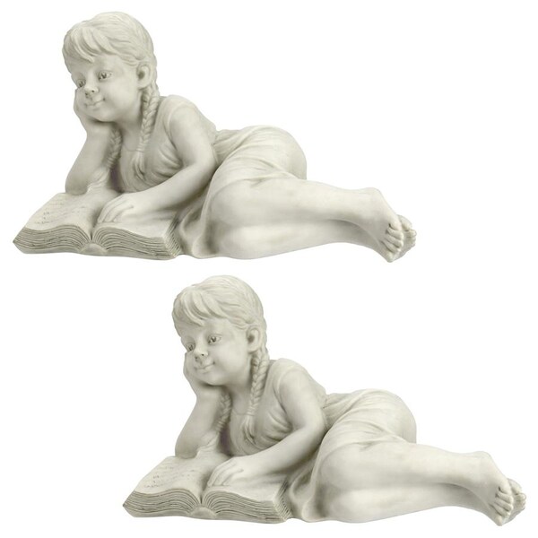 Design Toscano Reading Rebecca Garden Scholar Statues: Set of Two - SH9380388