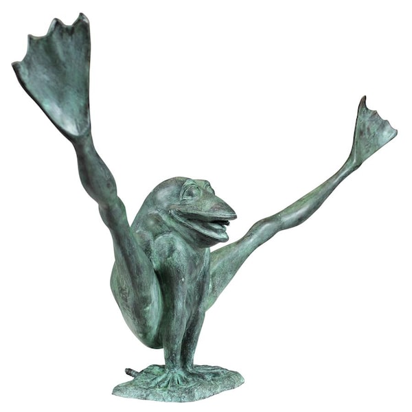 Design Toscano Crazy Legs, Leap Frog Bronze Garden Statue: Large - PK2339