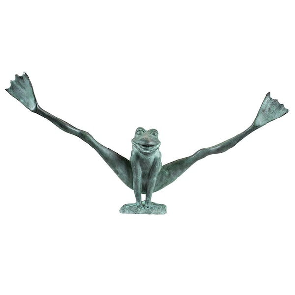 Design Toscano Crazy Legs, Leap Frog Bronze Garden Statue: Large - PK2339