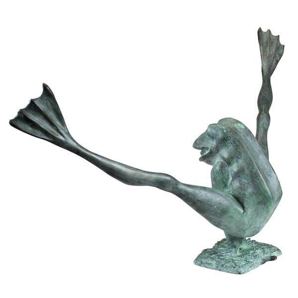 Design Toscano Crazy Legs, Leap Frog Bronze Garden Statue: Large - PK2339