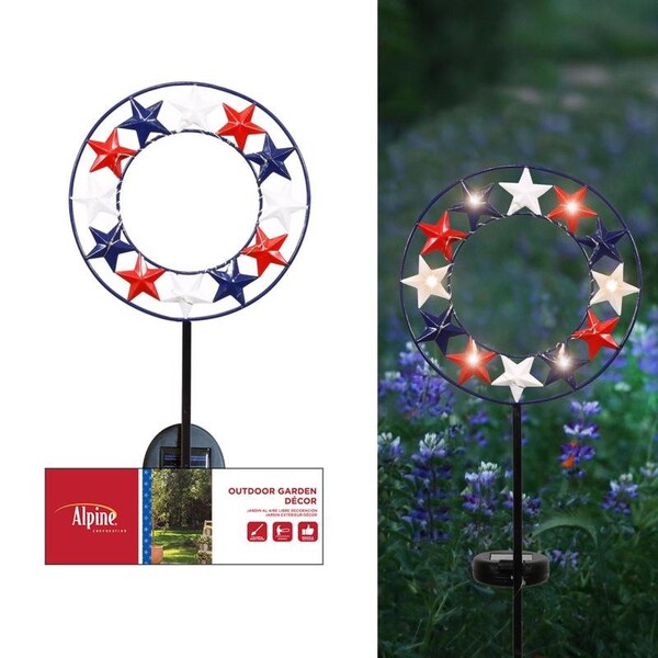 Alpine Multicolored Metal 35 in. H Star Solar Garden Stake, 9PK - YEN385BB