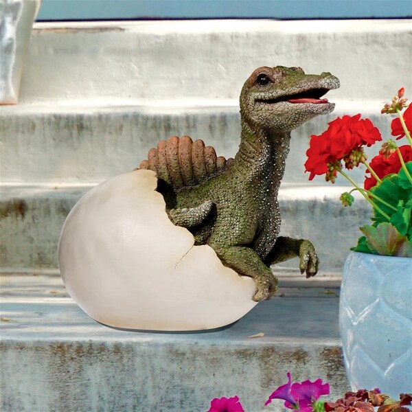 Design Toscano Prehistoric Spinosaurus Dinosaur Egg Hatchling Garden Statue - QM2824700