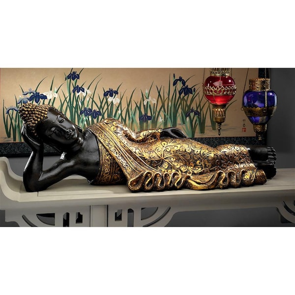 Design Toscano The Golden Kiss Reclining Buddha Statue - LY89060