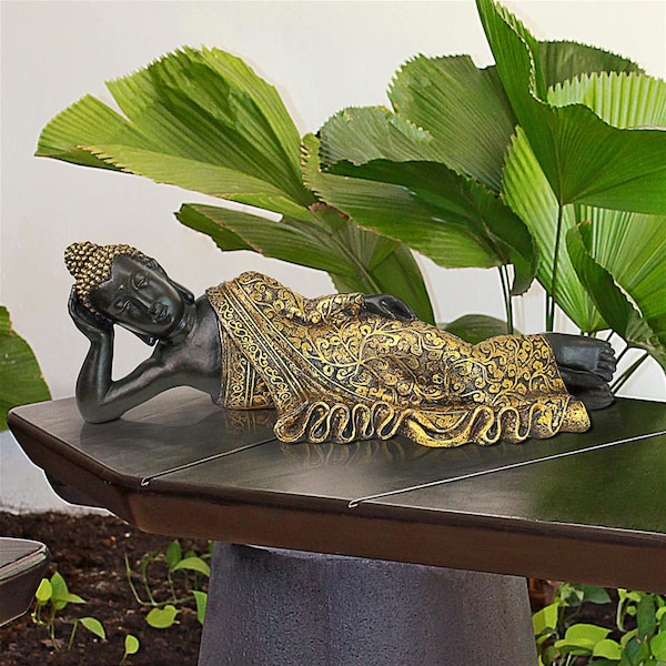 Design Toscano The Golden Kiss Reclining Buddha Statue - LY89060