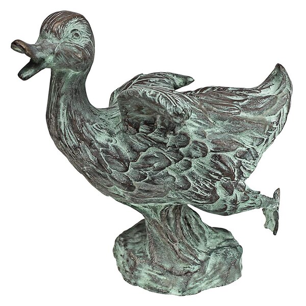Design Toscano Lindell Pond Bronze Ducks Spitting Garden Statue: Dancing Duck - SU1017