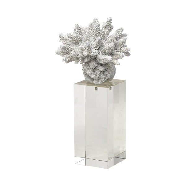 Palacedesigns 10 in. White Contempo Coral & Glass Sculpture - PA3093208