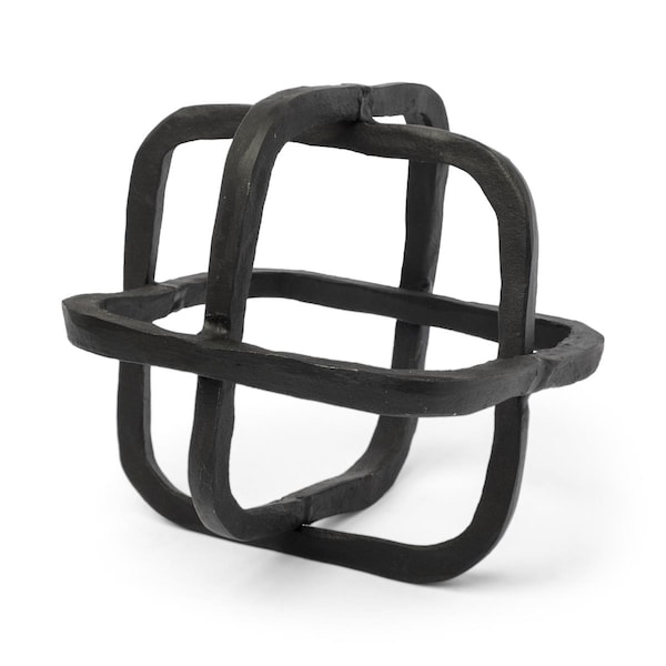 Palacedesigns 9 x 9 x 9 in. Black Metal Cube Shaped Link Sculpture - PA3098170