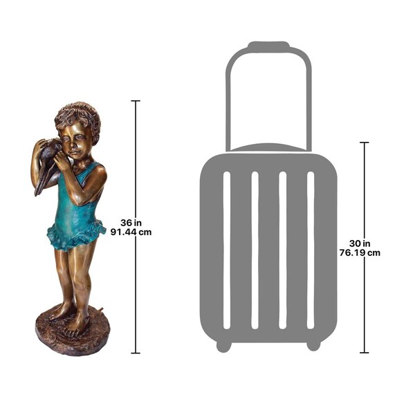 Design Toscano Sea Shell Sounds Standing Girl Cast Bronze Garden Statue - PN6572