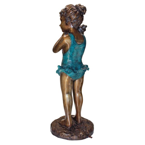 Design Toscano Sea Shell Sounds Standing Girl Cast Bronze Garden Statue - PN6572