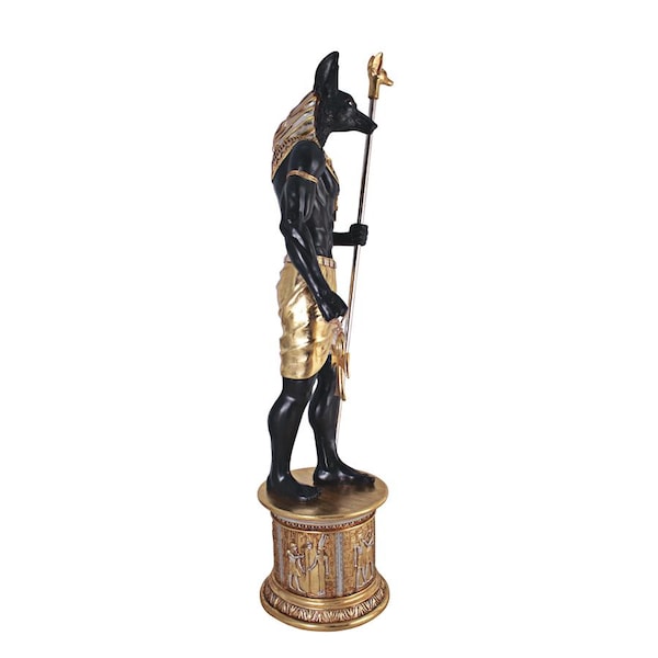 Design Toscano The Egyptian Grand Ruler Collection: Life-Size Anubis Statue atop a Temple Column Mount - NE23262