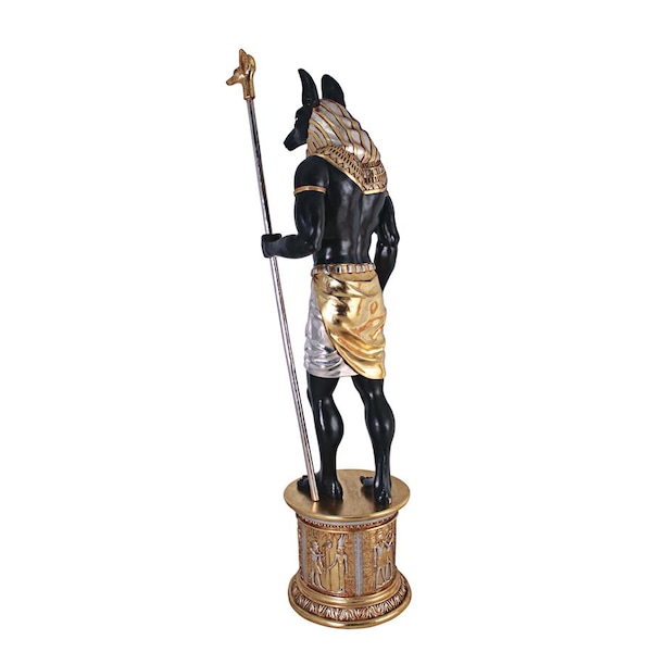 Design Toscano The Egyptian Grand Ruler Collection: Life-Size Anubis Statue atop a Temple Column Mount - NE23262