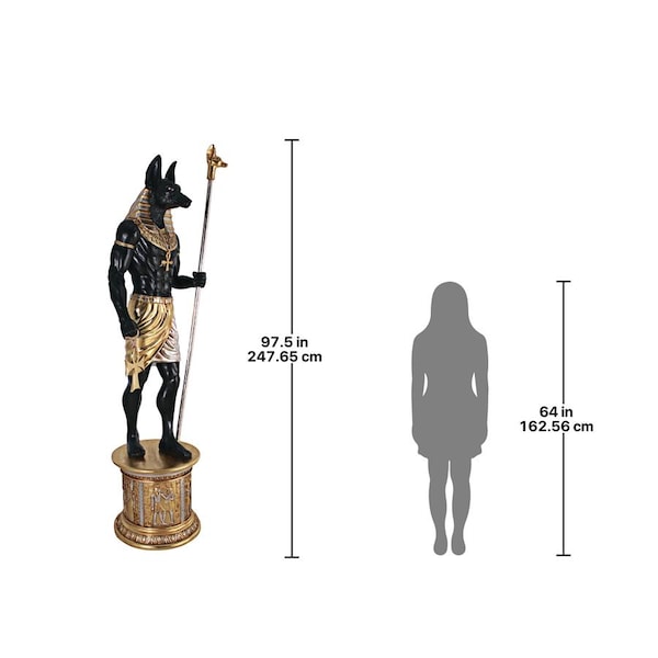 Design Toscano The Egyptian Grand Ruler Collection: Life-Size Anubis Statue atop a Temple Column Mount - NE23262