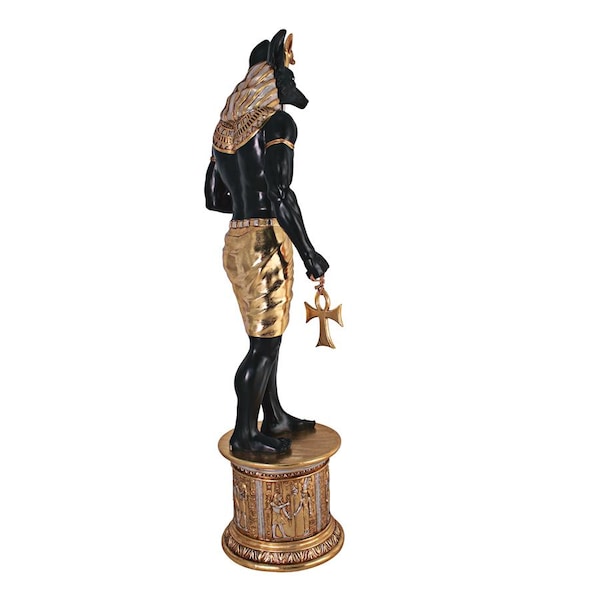 Design Toscano The Egyptian Grand Ruler Collection: Life-Size Anubis Statue atop a Temple Column Mount - NE23262