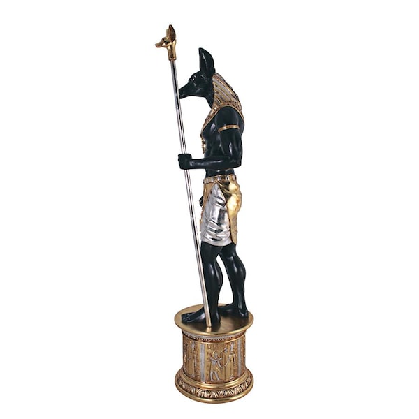 Design Toscano The Egyptian Grand Ruler Collection: Life-Size Anubis Statue atop a Temple Column Mount - NE23262