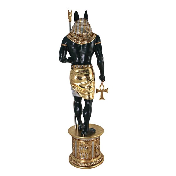 Design Toscano The Egyptian Grand Ruler Collection: Life-Size Anubis Statue atop a Temple Column Mount - NE23262