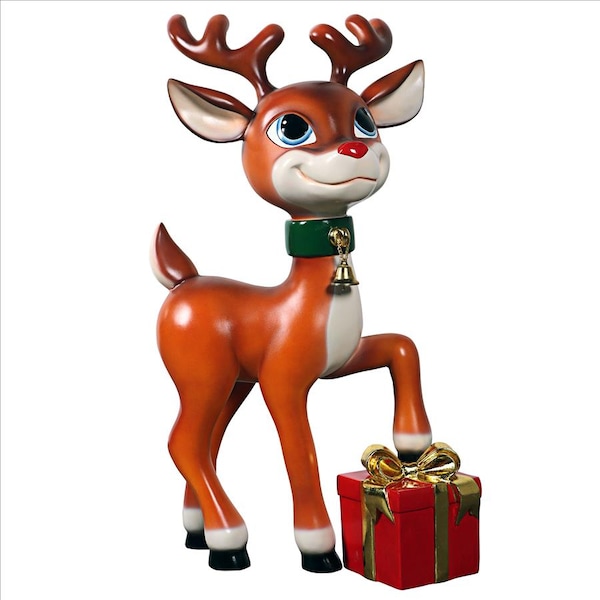 Design Toscano Belle, Santa's Red-Nosed Christmas Reindeer Statue - NE210107