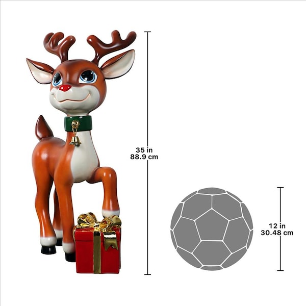 Design Toscano Belle, Santa's Red-Nosed Christmas Reindeer Statue - NE210107