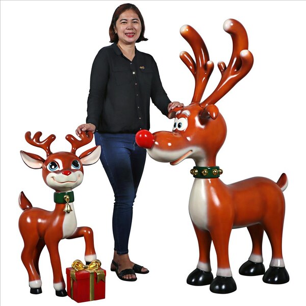 Design Toscano Belle, Santa's Red-Nosed Christmas Reindeer Statue - NE210107