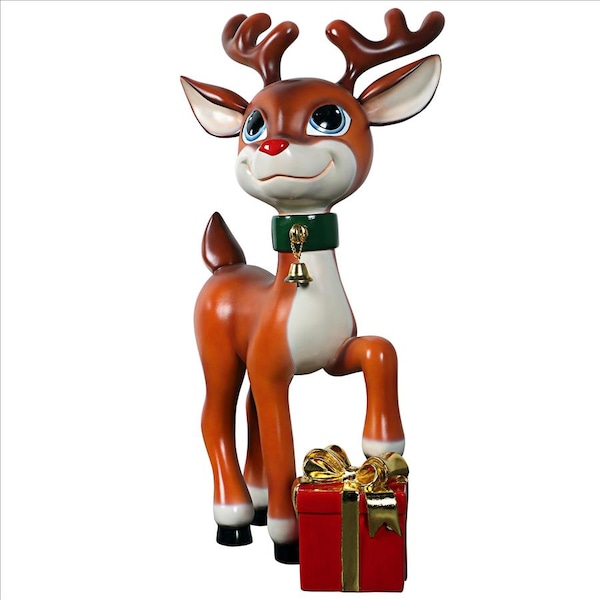 Design Toscano Belle, Santa's Red-Nosed Christmas Reindeer Statue - NE210107