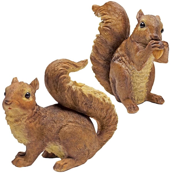 Design Toscano Scamper and Chomper, the Woodland Squirrel Statues: Set of Two - QM918873