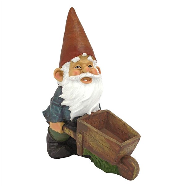 Design Toscano Wheelbarrow Willie: Garden Gnome Statue - QM2433000