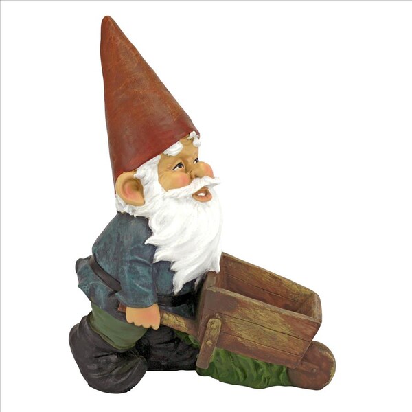 Design Toscano Wheelbarrow Willie: Garden Gnome Statue - QM2433000
