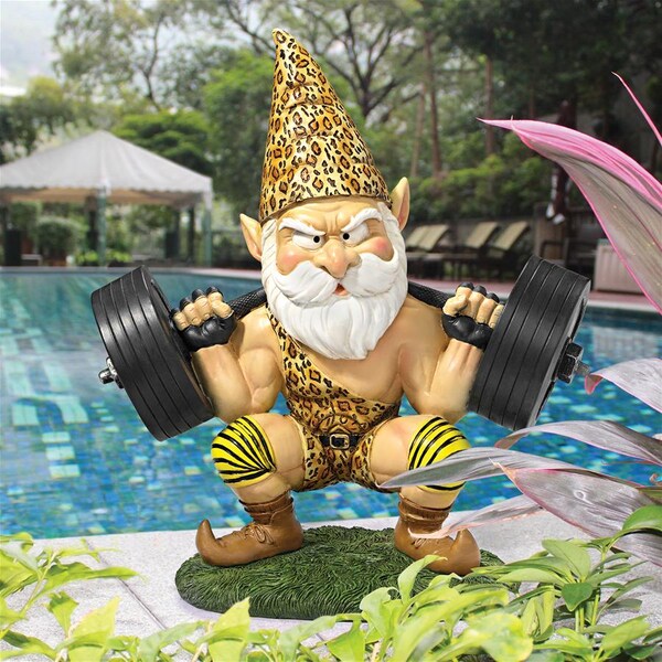 Design Toscano Atlas, the Athletic Weightlifting Gnome Statue: Set of Two - QM914014