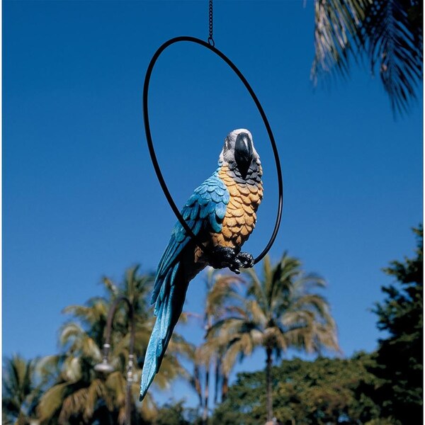 Design Toscano Polly in Paradise Parrot on Ring Perch: Large - NG32112