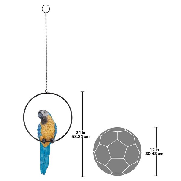 Design Toscano Polly in Paradise Parrot on Ring Perch: Large - NG32112