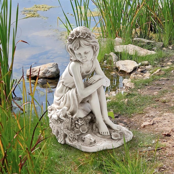 Design Toscano Pausing by the Pond Little Girl Garden Statue - LY819163