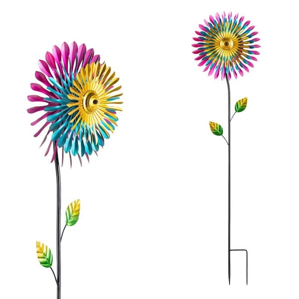 Alpine Alpine Multicolored Metal 47 in. H Wind Garden Stake Spinner - KIY336